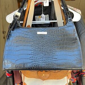 Black Croc-Embossed Women's Bag